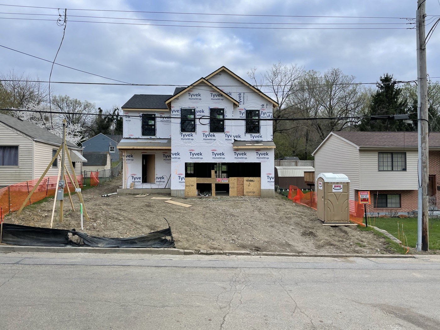 A new two-story house under construction